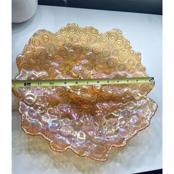 Amber Iridescent Decorative Bowl AKCAM Turkey 13 X 13 Rare - Picture 8 of 8